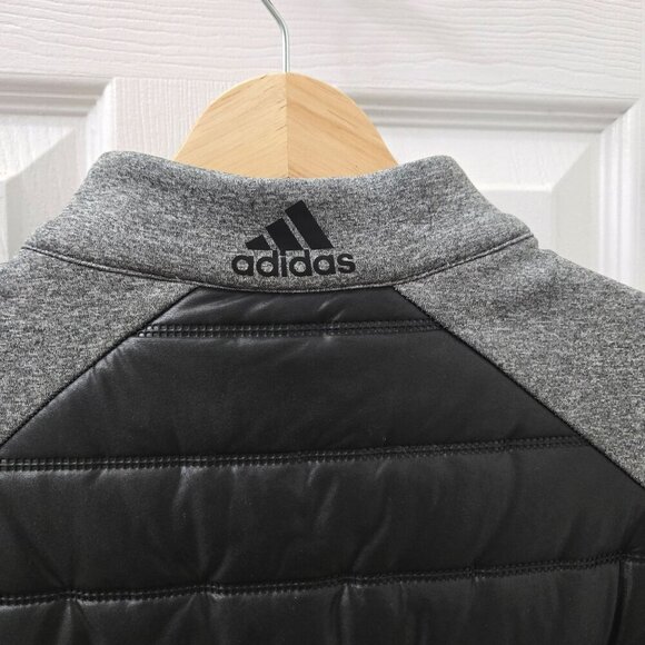 ADIDAS golf 1/2 Zip Puffer Vest Mens Large Two Tone Black Gray Quilted outdoor - Picture 4 of 11